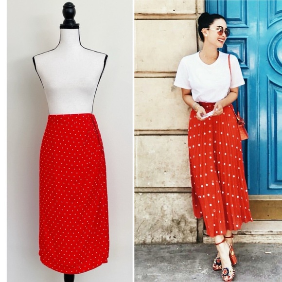 Vintage 80s Polka Dot Wrap Sarong Skirt - Picture 8 of 9